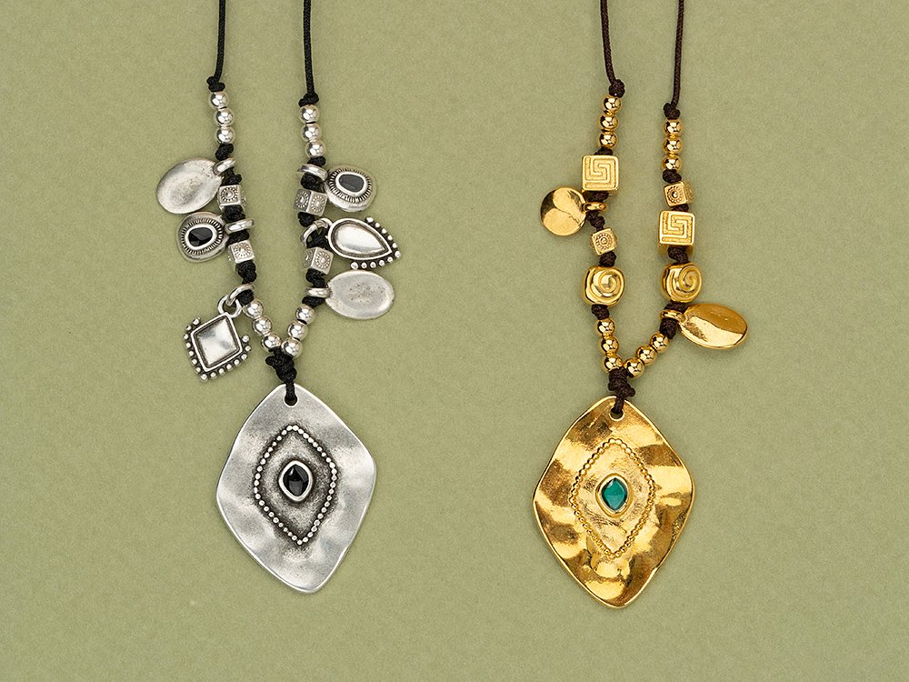 Ethnic-style enamel pendants