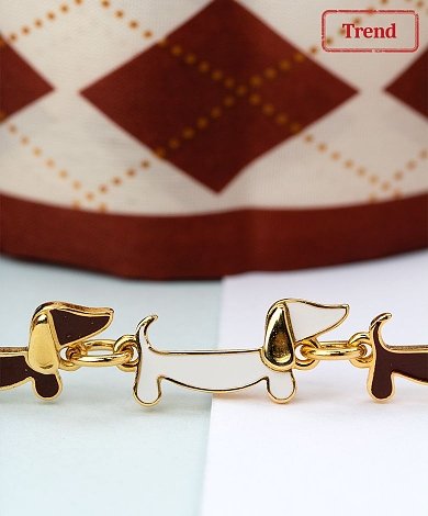 Bracelet avec charm chien teckel en gros, cordon coloré et breloques pour bijoux personnalisés