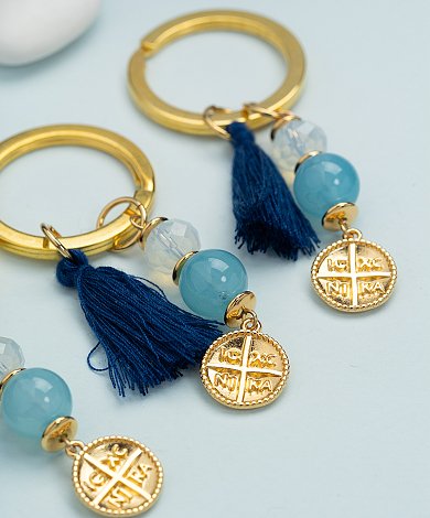 Navy κορδόνια μαρτυρικών με χρυσά Κωνσταντινάτα και φούντες- χονδρική στοιχεία μαρτυρικών βάπτισης