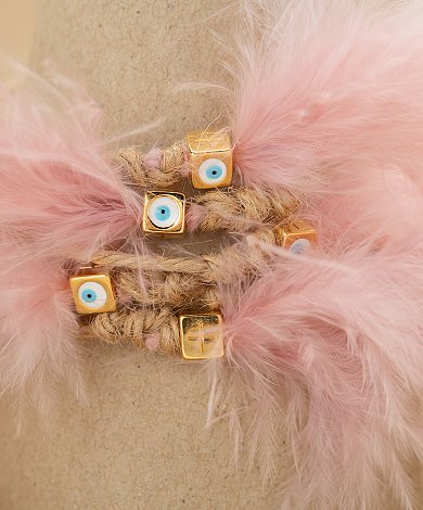 Ροζ pastel μαρτυρικά με φτερά και χρυσά charms - χονδρική components βάπτισης