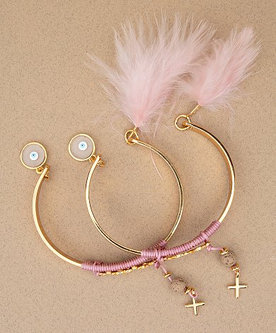 Χρυσή χειροπέδα- βραχιόλι βάπτισης με απαλά pastel στοιχεία - χονδρική αξεσουάρ βάπτισης