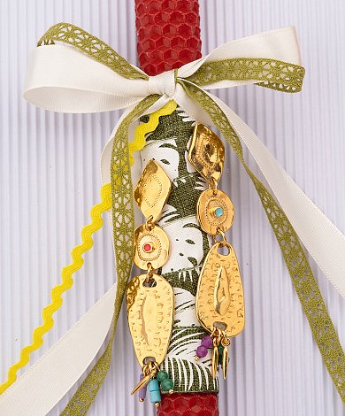 Λαμπάδα με χρυσά σκουλαρίικια, κρεμαστά και σμάλτο - playful components για λαμπάδες χονδρική