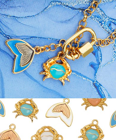 B2B charms with enamel, crabs and mermaid tails for jwelry professionals