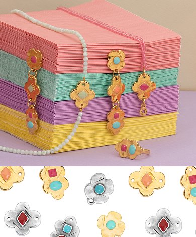 Wholesale ethnic organic enamel charms and connectors for jewelry making supplies