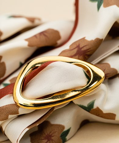Wholesale scarf jewelry component with green printed scarf and gold bail pendant detail