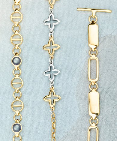 Wholesale mixed metal chain components with geometric links and enamel accents for necklace making