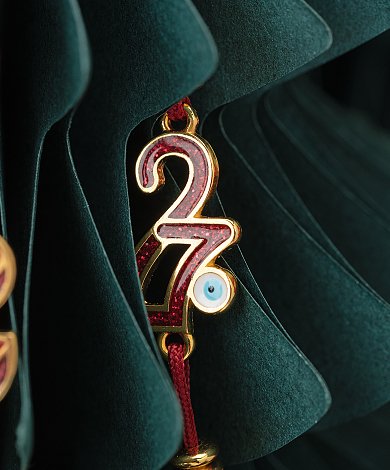 Porte-bonheur 2027 en gros avec chiffre métallique doré, œil porte-bonheur et motif festif pour bijoux de Noël