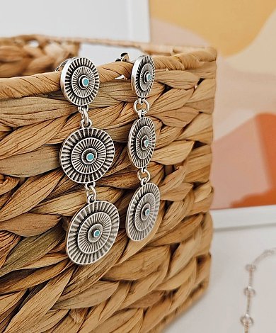 Antique silver plated zamak boho earring base and connectors with texture and enamel, B2B jewelry components wholesale