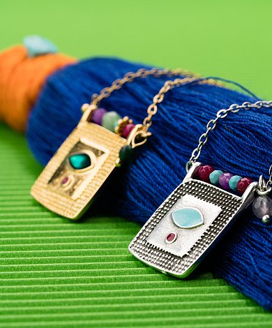 Gold or silver plated evil eye pendant charms with colorful enamel details and textured square frames - wholesale mati jewelry components