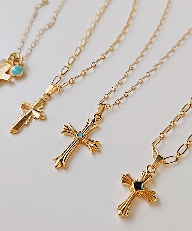 Gold plated crosses with enamel, B2B wholesale jewelry components